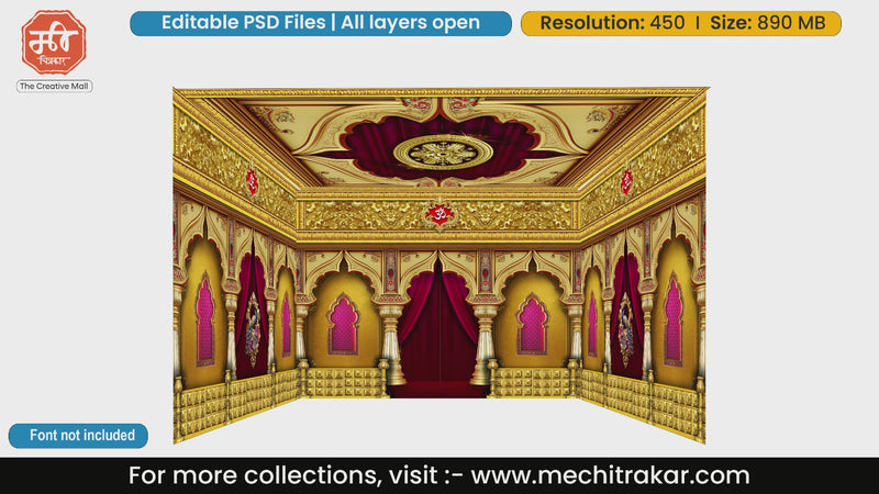 Royal magenta palace arch 4 Side Decoration editable psd template for stage setups