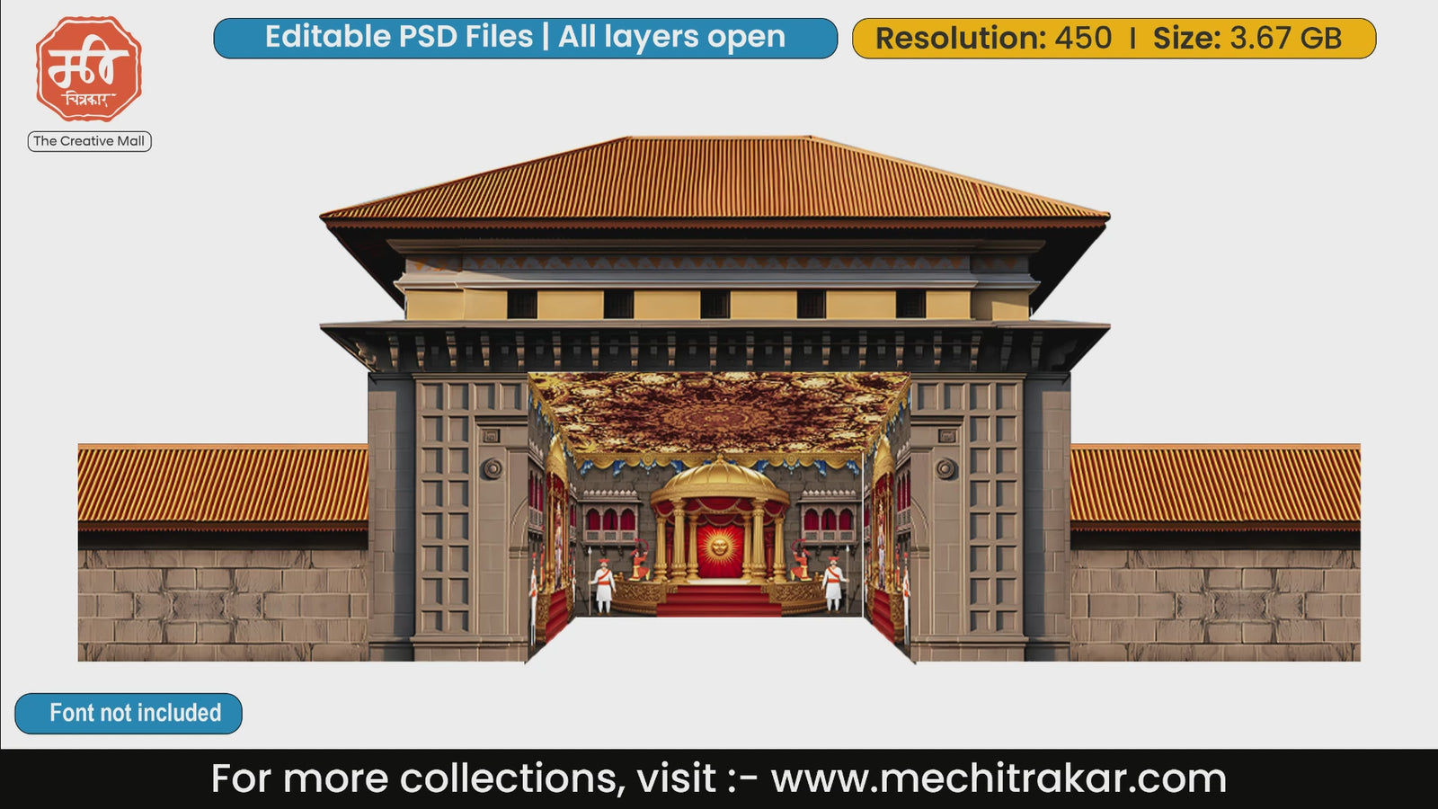 Majestic Raigad Darbar History 5 Side Decoration Premium editable psd template
