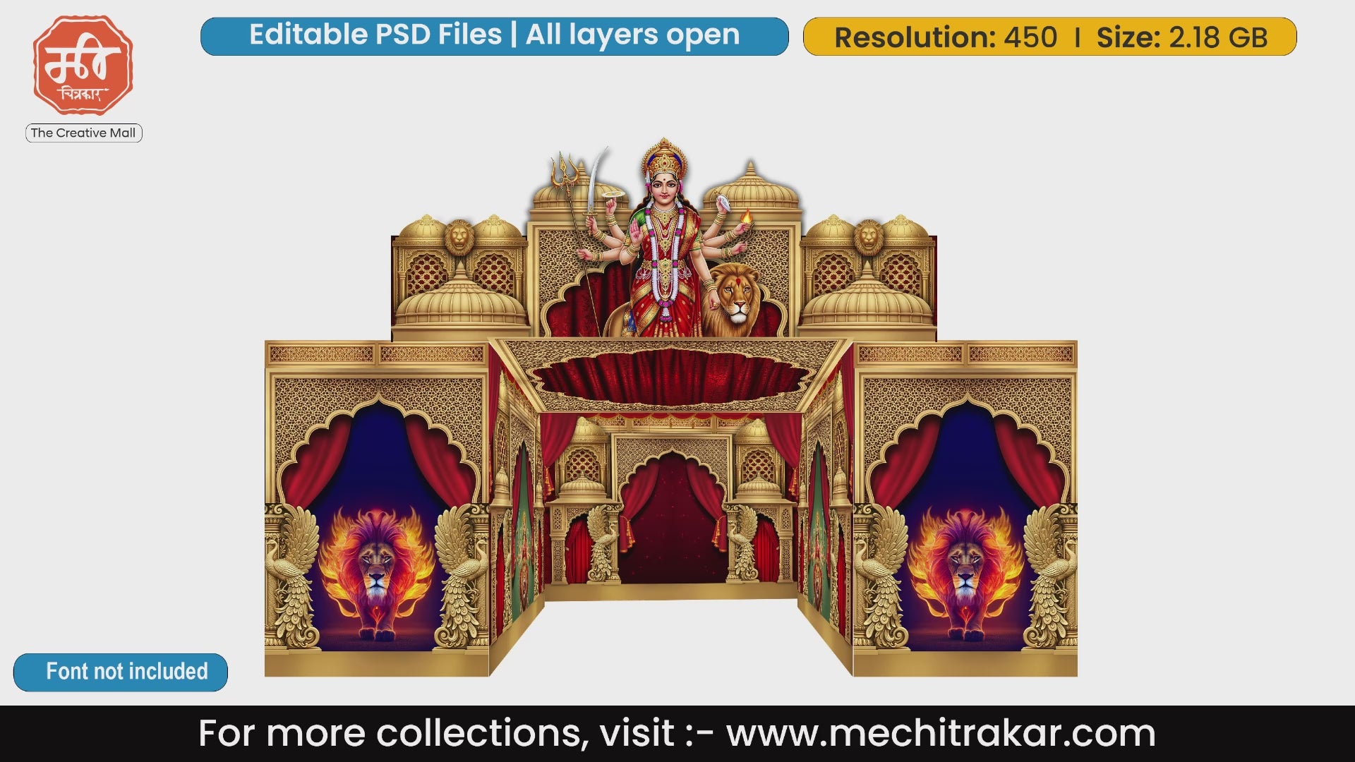 Sherawali Mata Navratri Pandal Decoration | Royal Lion Theme PSD | mechitrakar.com