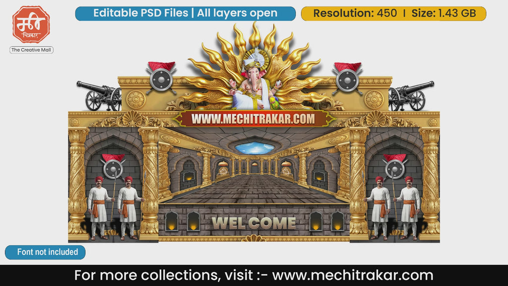 Maratha Fort Cannon Lord Ganesha Themed Editable PSD Print Media Template