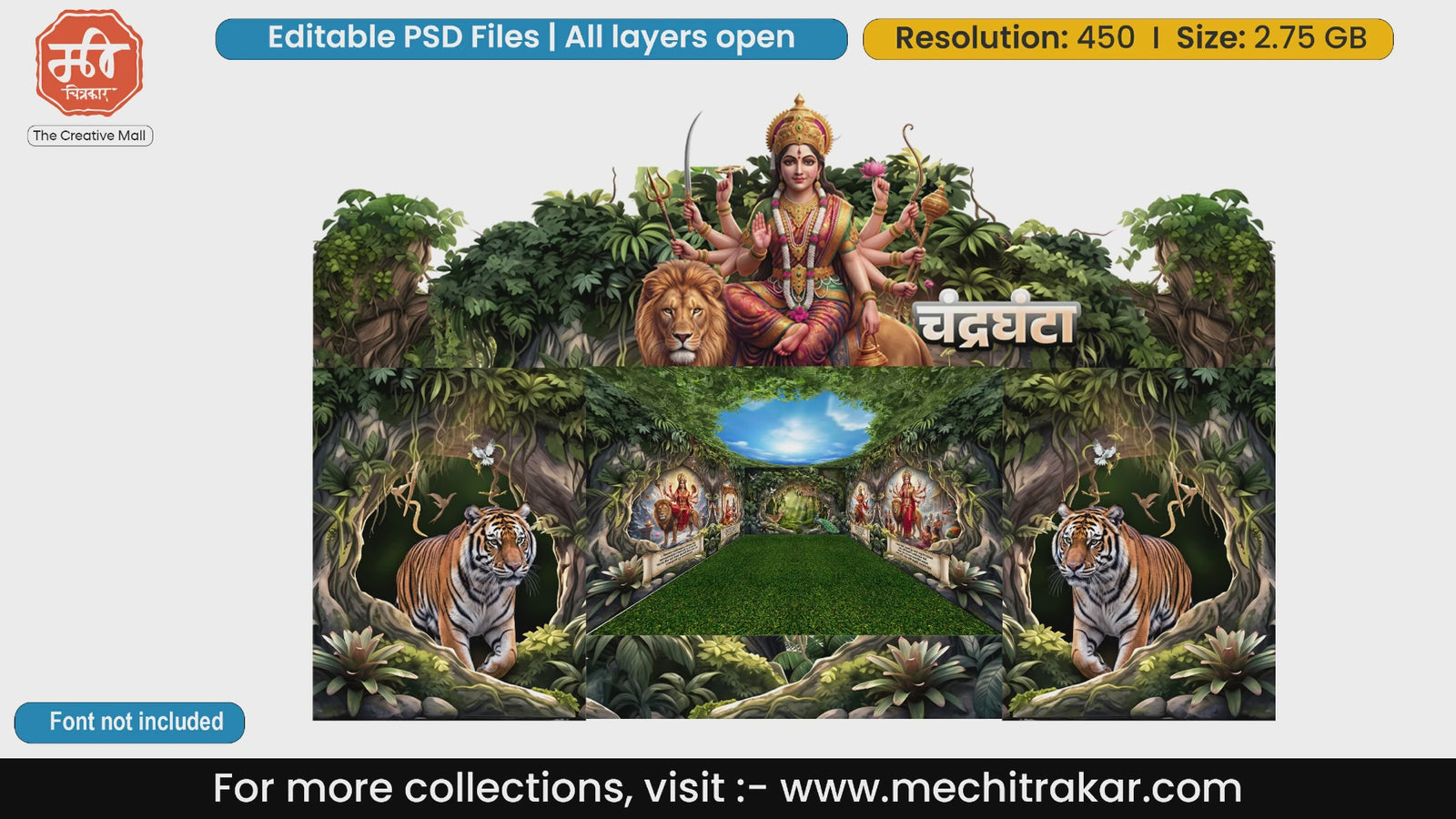 Goddess Chandraghanta Editable PSD Pandal Decoration Template