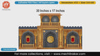 Royal golden fort entrance gate with Rajmudra engraving editable PSD template.