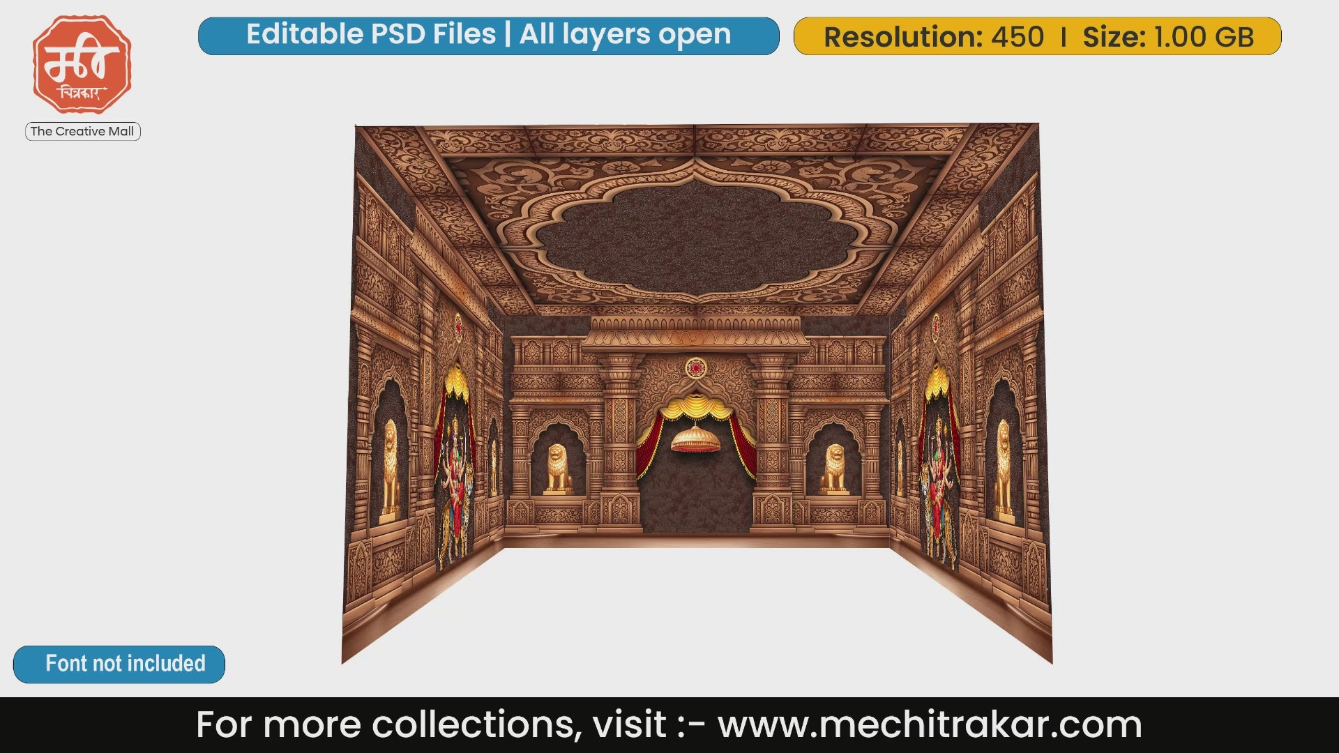 Traditional Wada Themed 4 side decoration editable PSD | Pandal Decoration PSD | mechitrakar.com