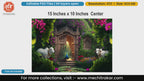 Lush Green Garden Stone Arch Backdrop Editable PSD Template