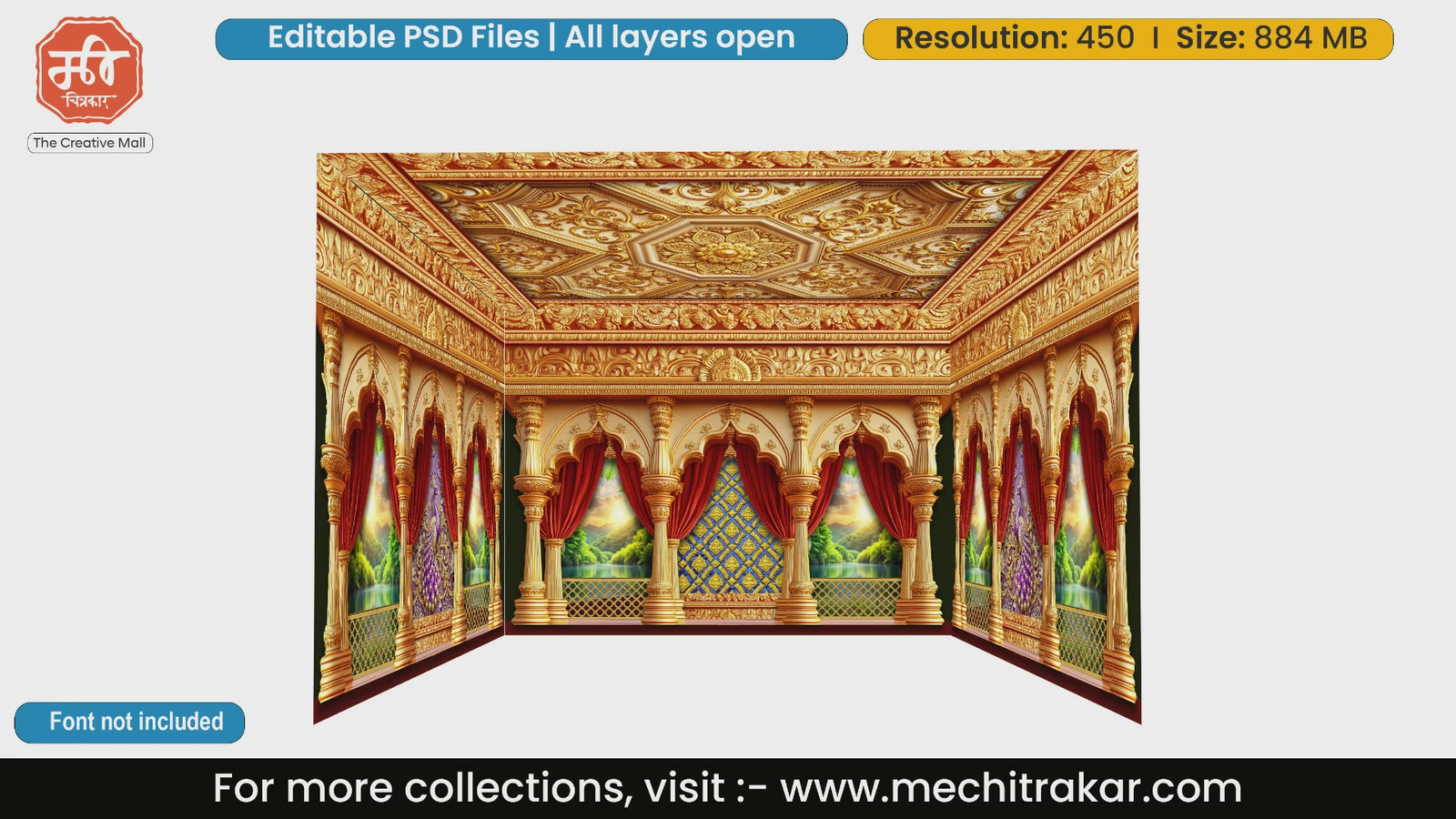 Majestic golden pillars with beautiful scenic nature and river views in the backdrop