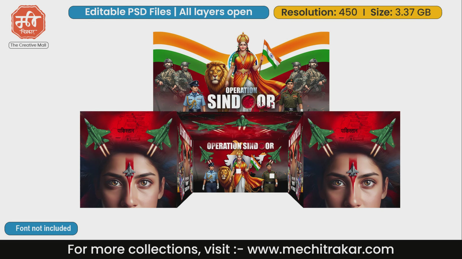 Indian Army Operation 5 Side Decoration Premium editable psd template