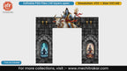 Lord Shiva riding Nandi bull on dark stone entrance gate editable PSD template for Mahashivratri.