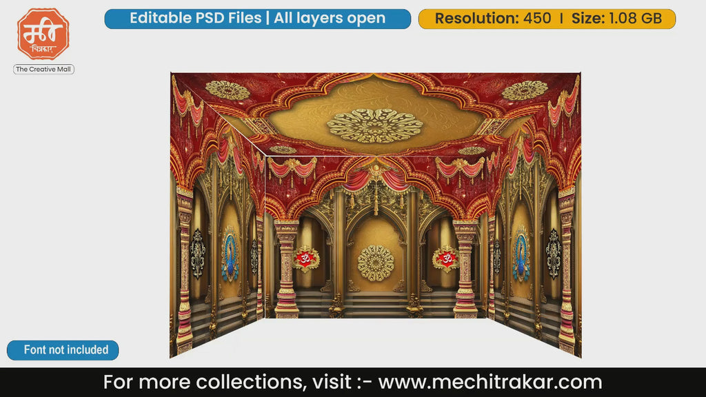 Classic red peacock 4 Side Decoration editable psd template