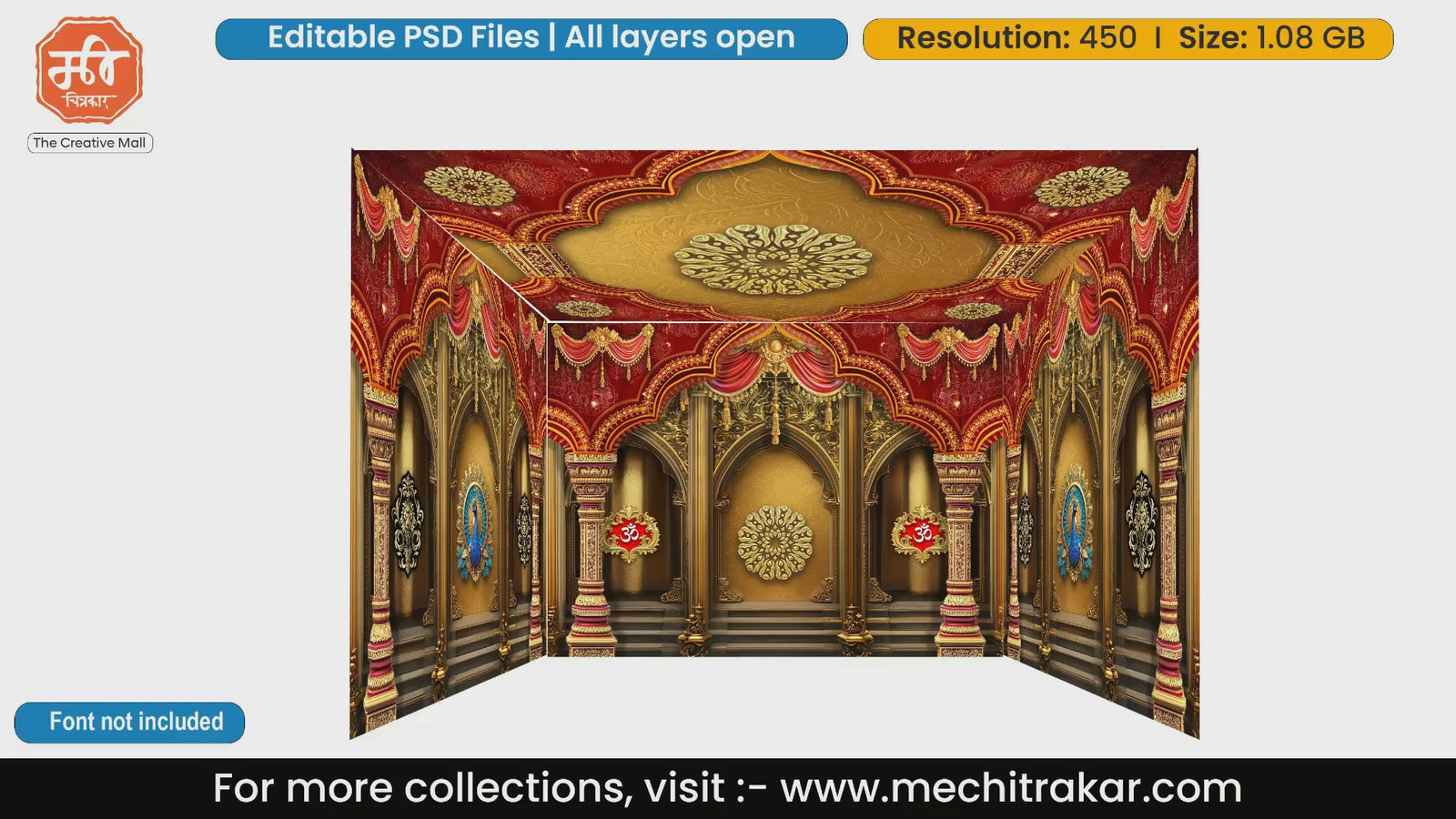 Classic red peacock 4 Side Decoration editable psd template