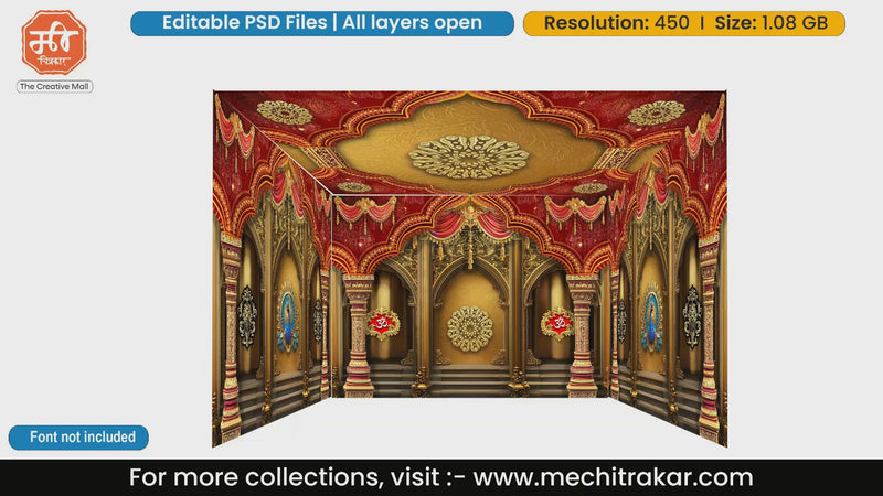 Classic red peacock 4 Side Decoration editable psd template