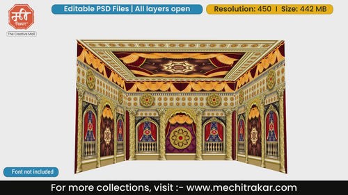 Royal Palace Pandal PSD Template | Ganpati & Navratri Festival | mechitrakar.com