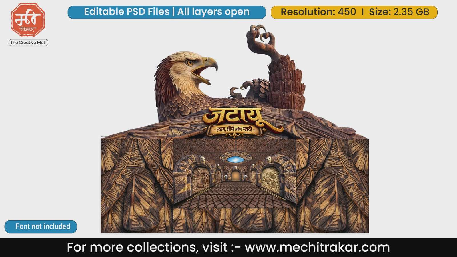Jatayu Ramayana Legend Editable PSD Pandal Decoration Template