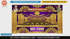 Goddess Durga Purple Royal Welcome Backdrop PSD Template Set