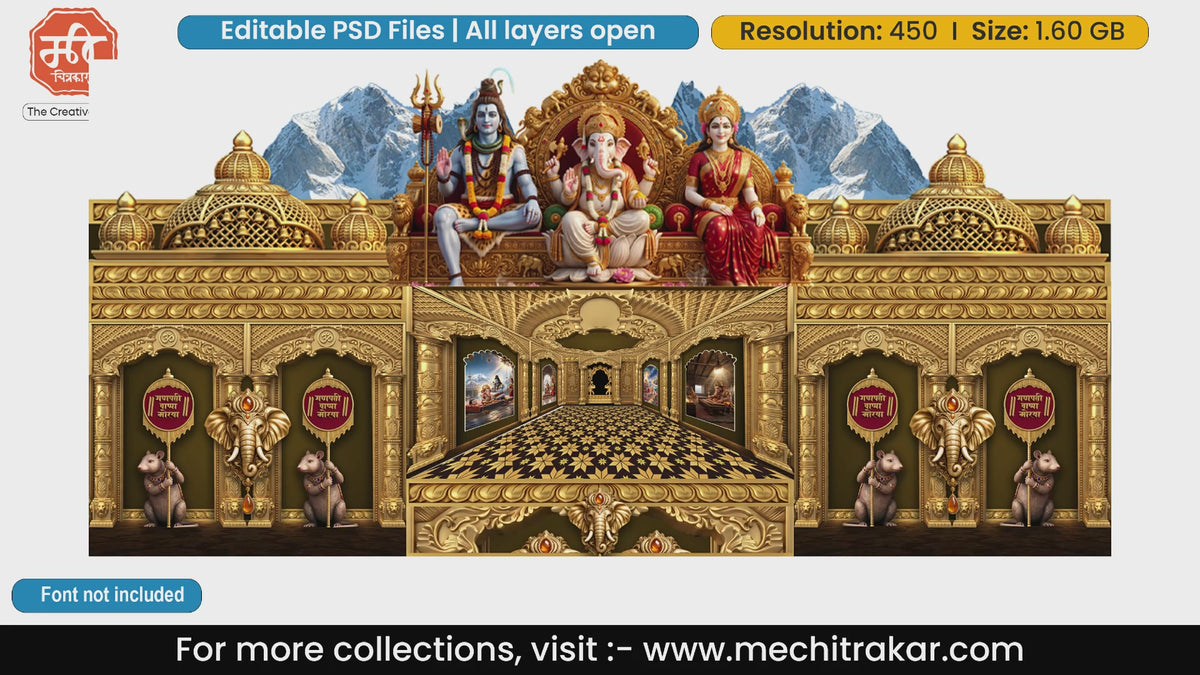 Shiv Parivar Theme Editable PSD Pandal Decoration Template Set