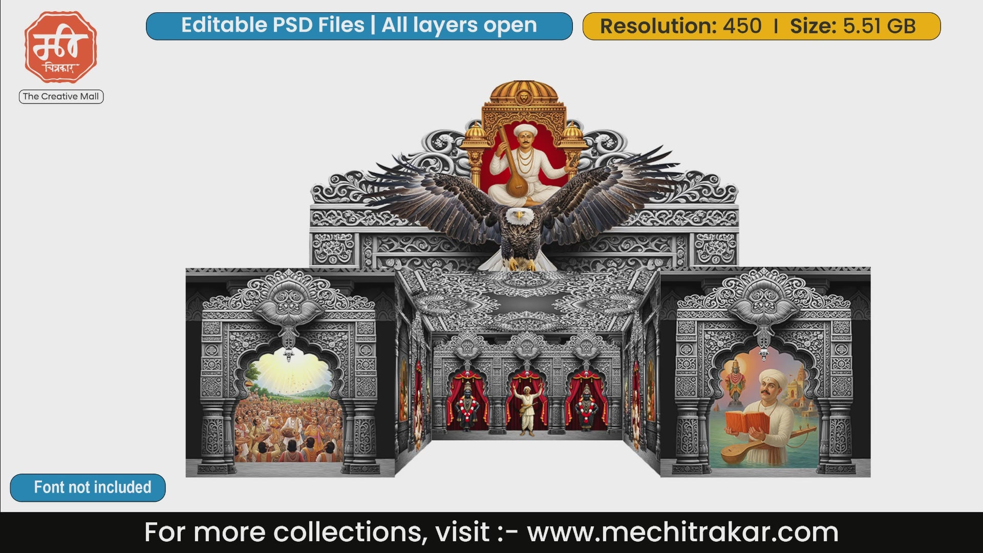 Sant Tukaram Maharaj Spiritual 5 Side Decoration Premium editable psd template