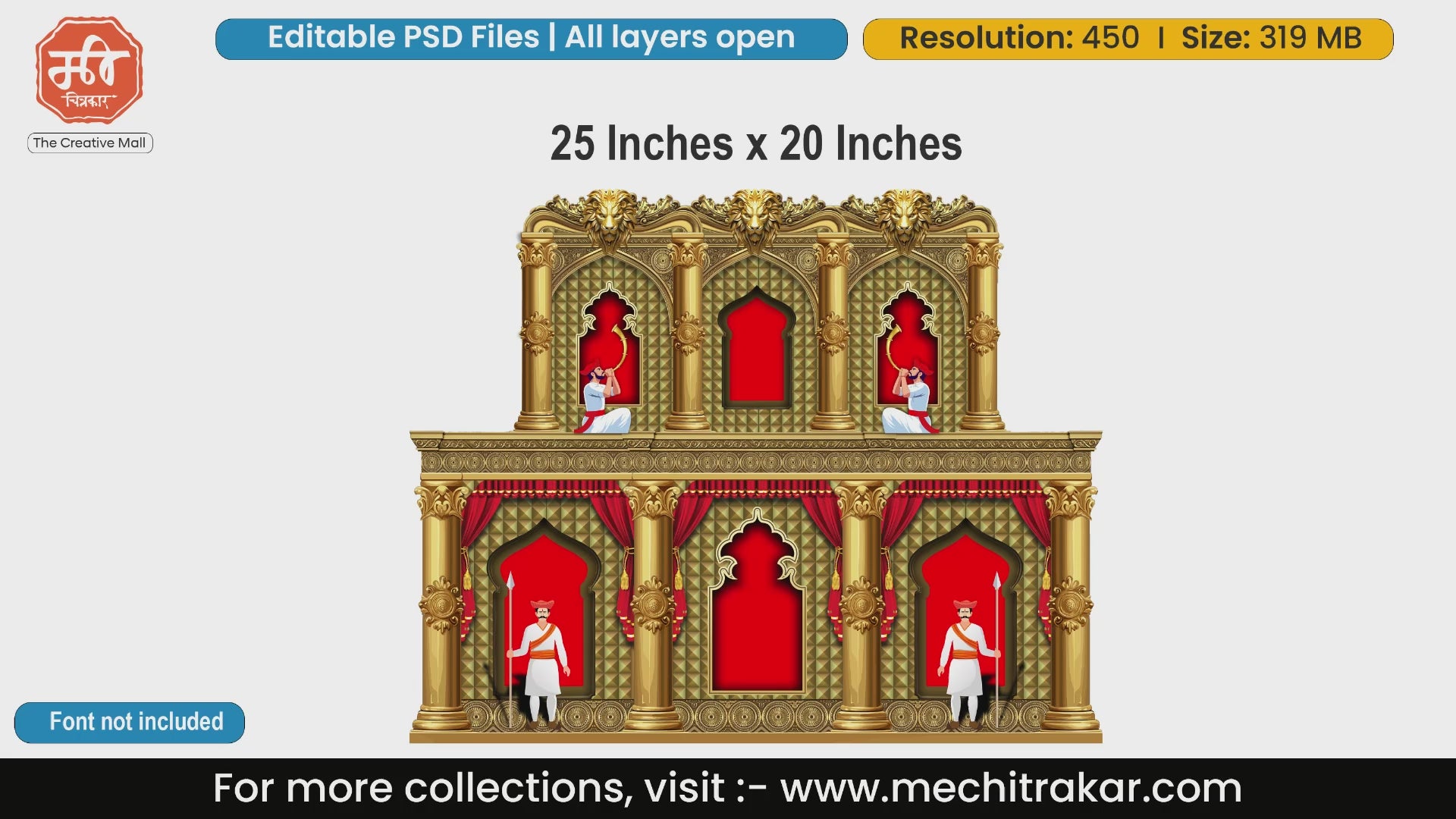Royal Golden Palace Backdrop PSD | Mavale & Tutari Arch | Editable Flex Design
