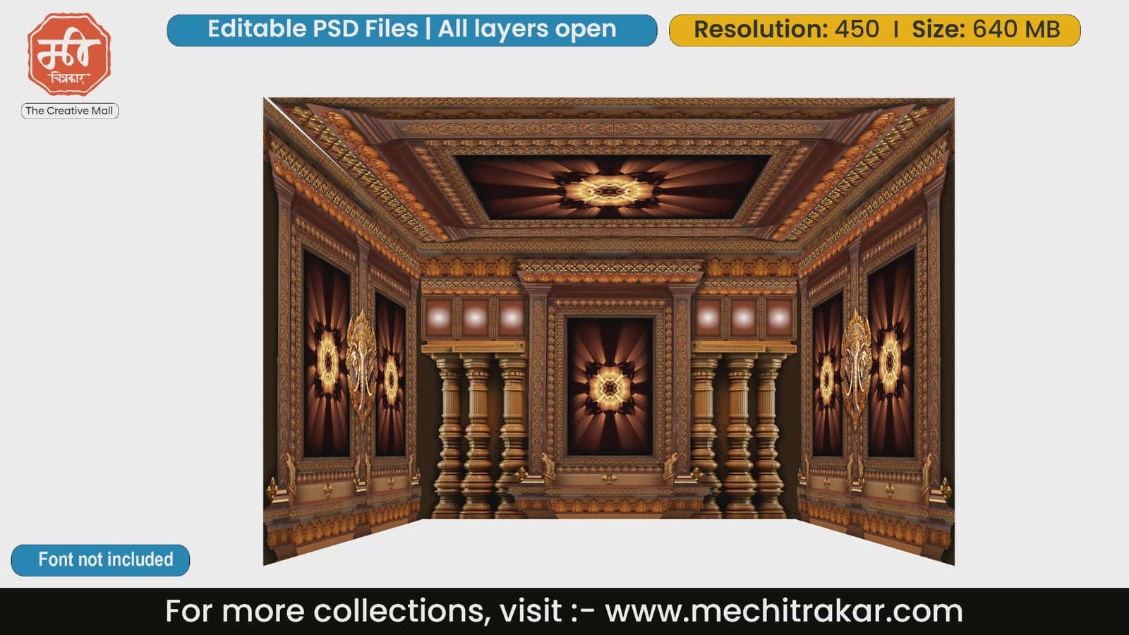 Massive dark bronze 4 Side Decoration editable psd template