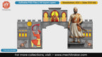 Grand entry gate editable PSD template showcasing a large statue of Chhatrapati Shivaji Maharaj, Goddess Tulja Bhavani, royal elephants, and tutari blower.