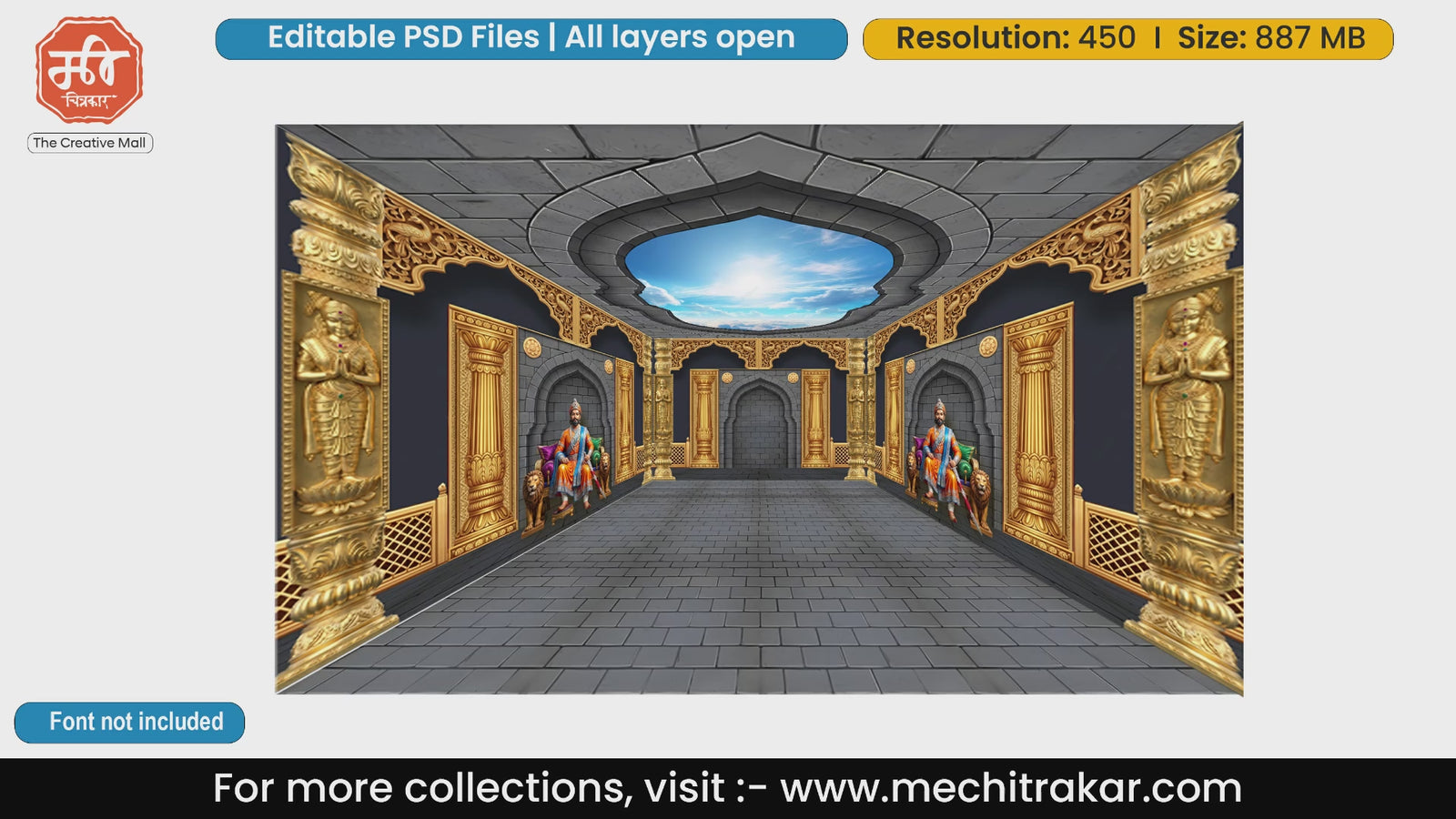 Chhatrapati Shivaji Maharaj Royal Stone Darbar – Editable PSD Backdrop Theme