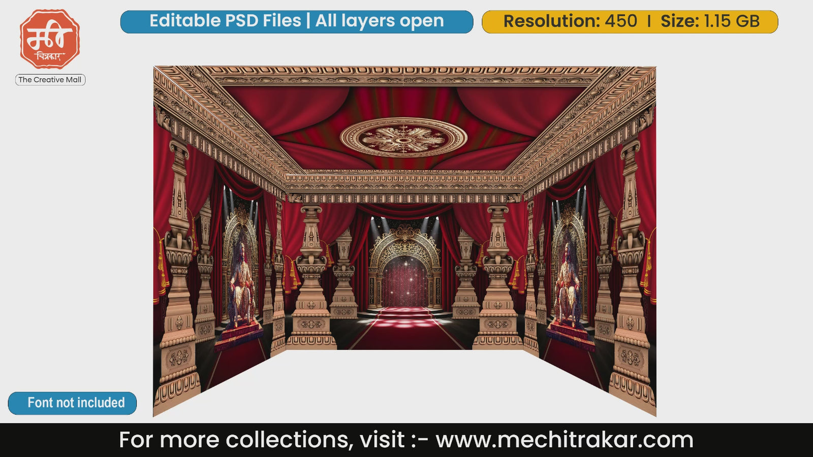 Royal Maratha darbar of Chhatrapati Shivaji Maharaj 4 Side Decoration editable psd template
