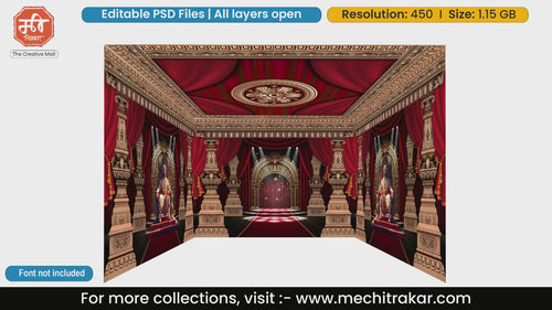Royal Maratha darbar of Chhatrapati Shivaji Maharaj 4 Side Decoration editable psd template
