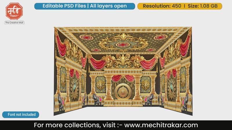 Grand blue elephant 4 Side Decoration editable psd template
