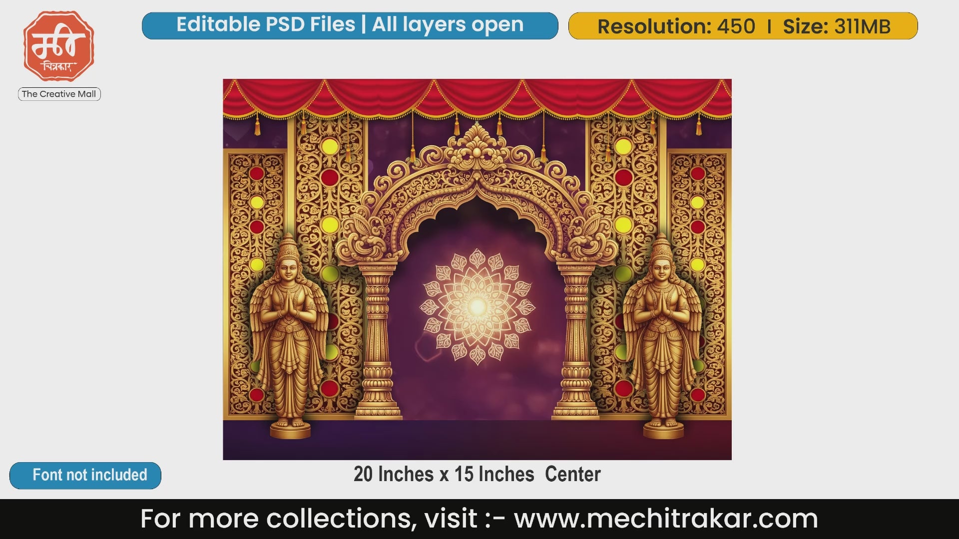 Divine Temple Backdrop | Navratri & Wedding Pandal Decoration PSD | mechitrakar.com