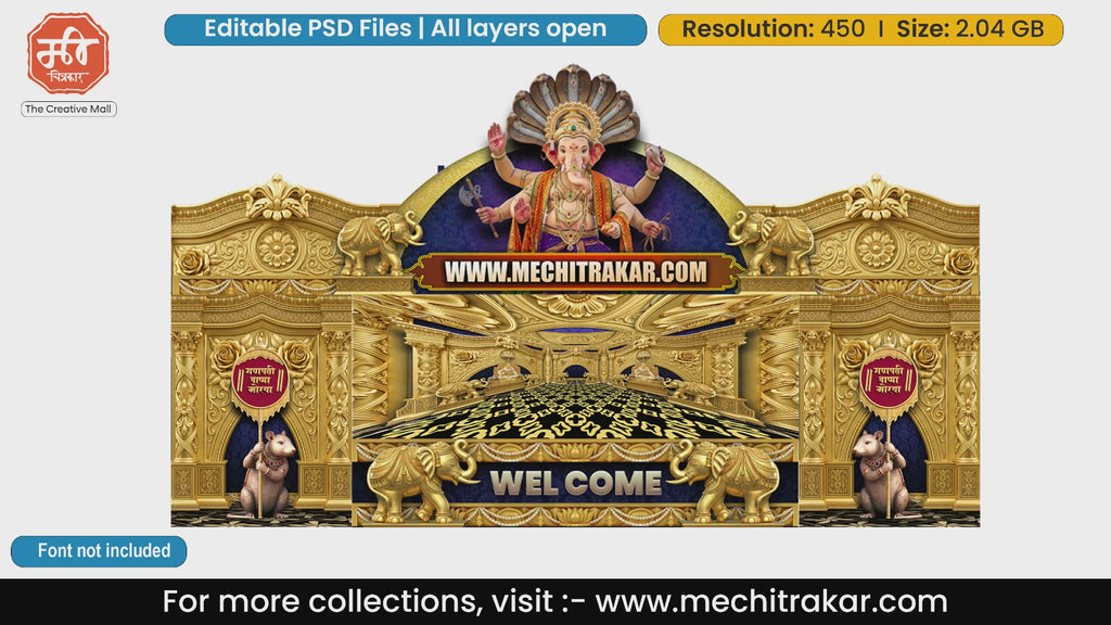 Golden Rose Bappa Morya Lord Ganesha Themed Editable PSD Print Media Template