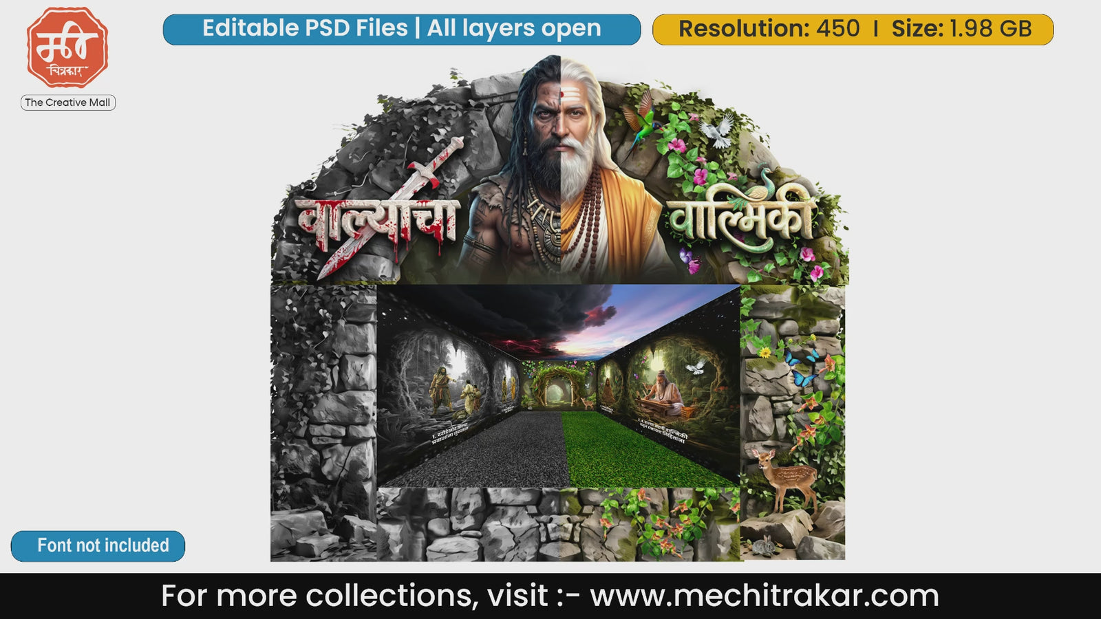 Valmiki Transformation Editable PSD Backdrop Template