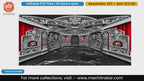 Silver & Black Shiva Om Temple with Red Curtains – Editable PSD Backdrop