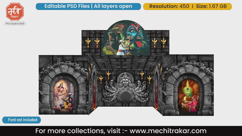 Chhatrapati Shivaji Maharaj and Goddess Bhavani fort 5 Side Decoration editable psd template for historical events.