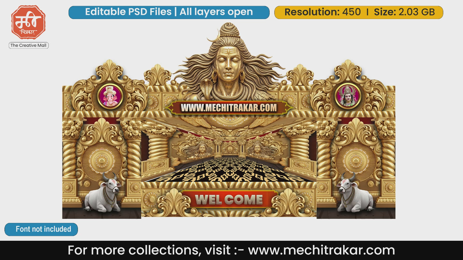 Golden Shiva Nandi Grandeur Lord Shiva Themed Editable PSD Print Media Template