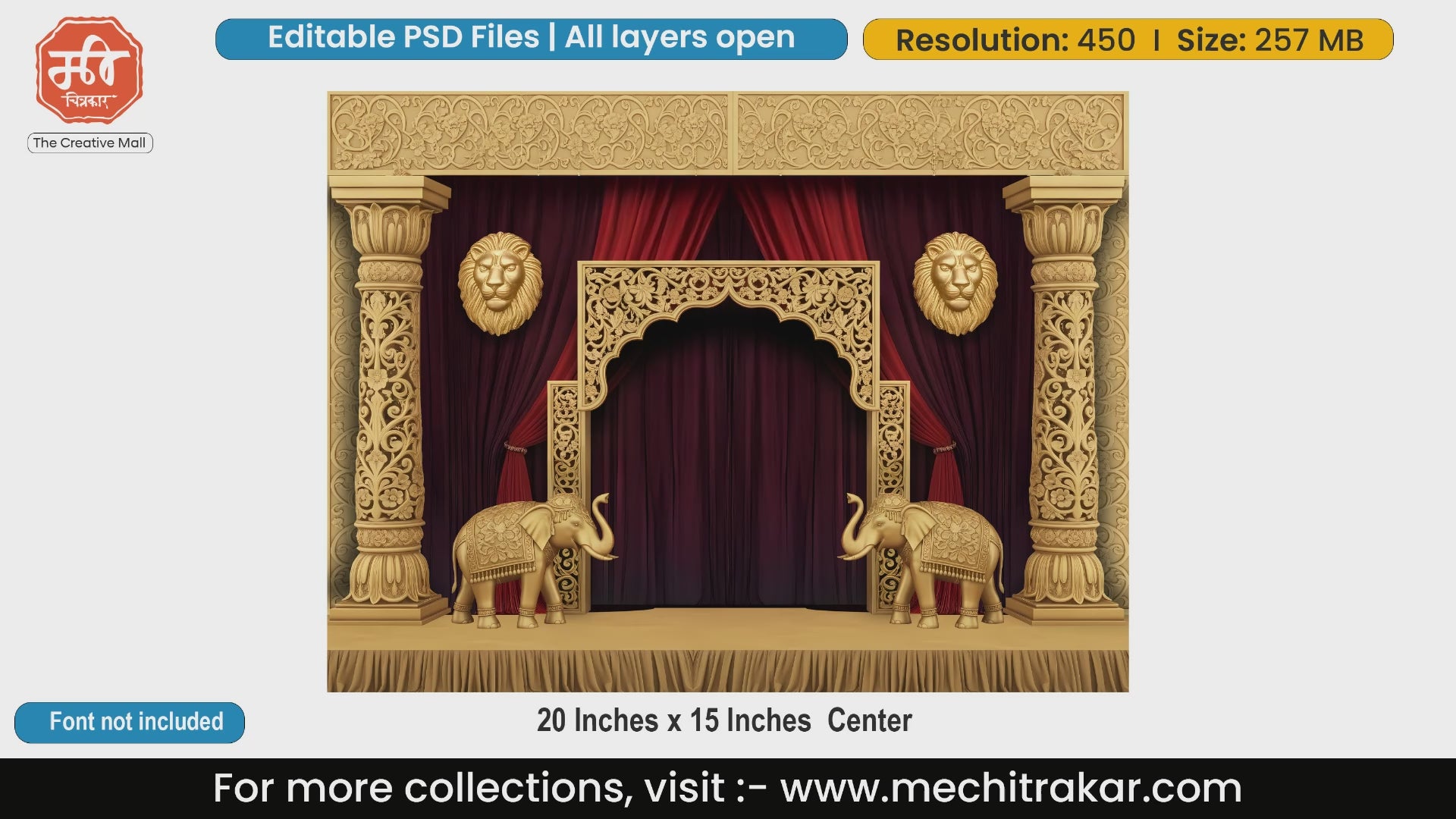 Royal Darbar Wedding Stage | Lion & Elephant Pandal Decoration PSD | mechitrakar.com