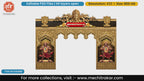 Golden traditional temple entry gate editable PSD template featuring Lord Hanuman and Lord Vishnu for Hindu festivals.