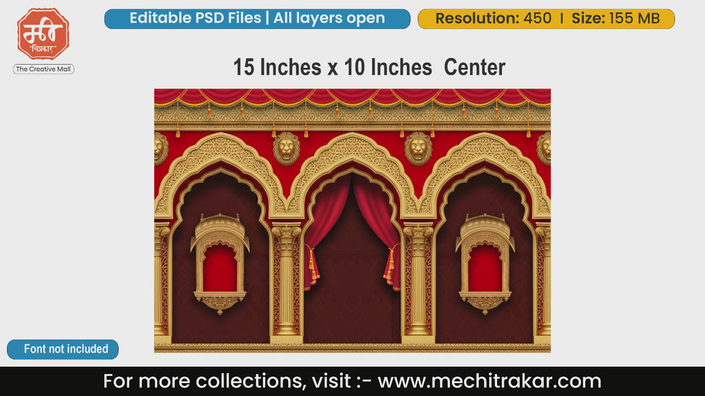 Chhatrapati Shivaji Maharaj Rajwada Lion Arch Backdrop Editable PSD Template