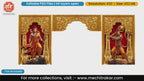 Golden Shri Ram and Lord Hanuman entry gate editable PSD template with traditional Indian temple carving design for event decor.