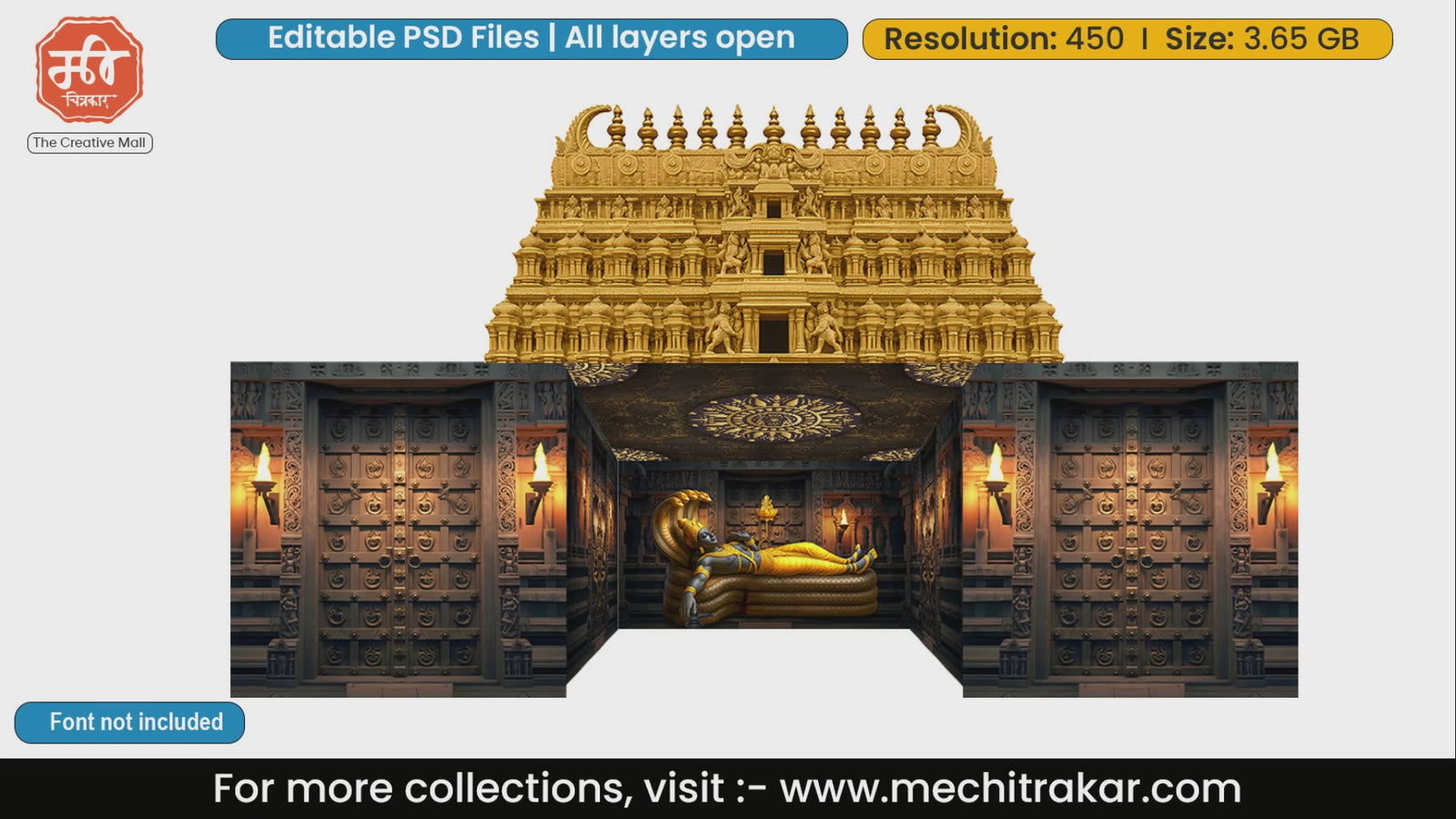 Padmanabh Swami Mandir 5 Side Decoration Premium editable psd template