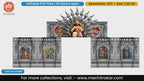Editable PSD template of Shivjayanti gate featuring Chhatrapati Shivaji Maharaj on a silver sunburst throne with brave Mawale scaling fort walls