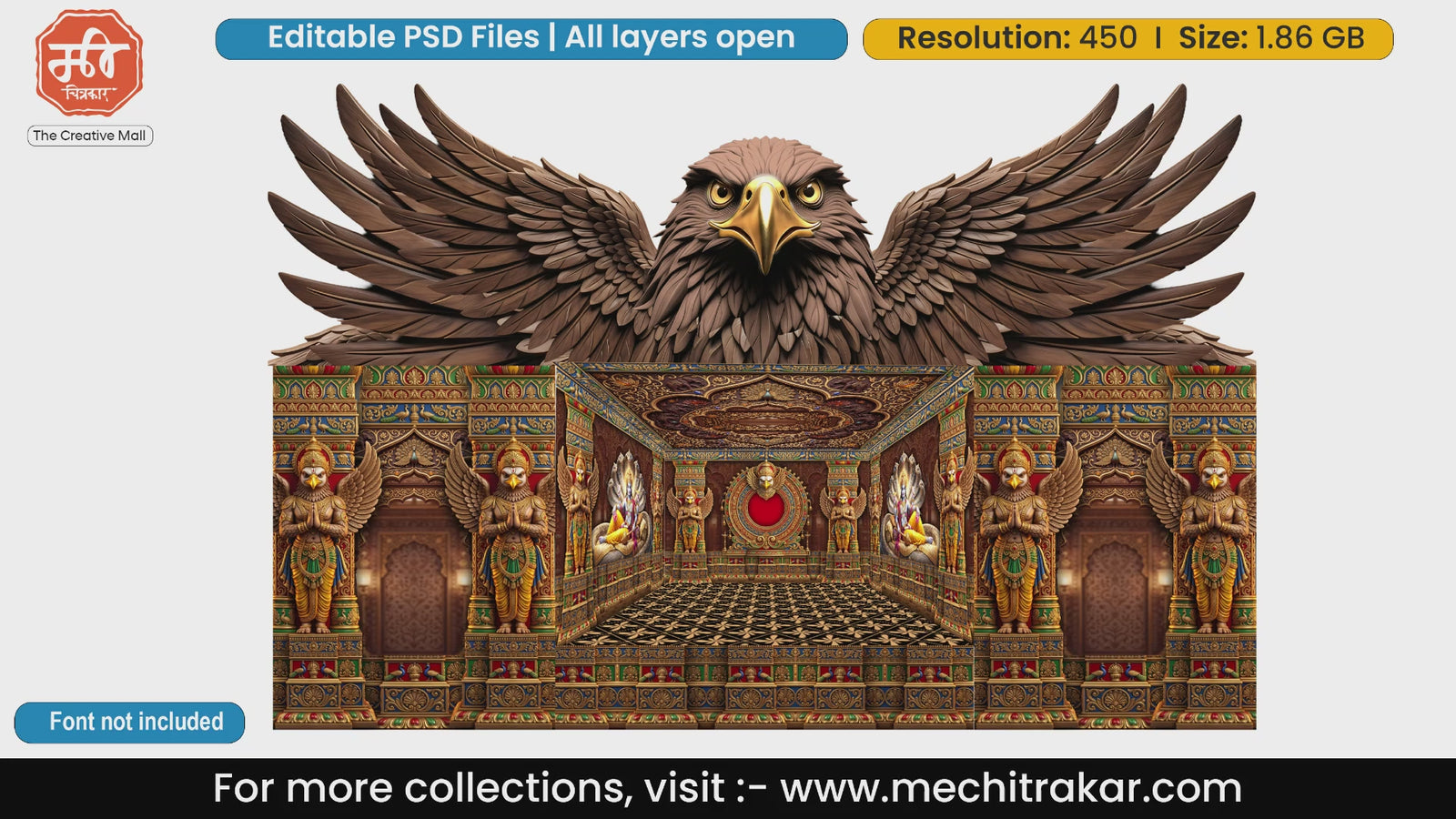 Lord Vishnu Sheshshayi Editable PSD File with Garuda Theme for Mandap Decoration