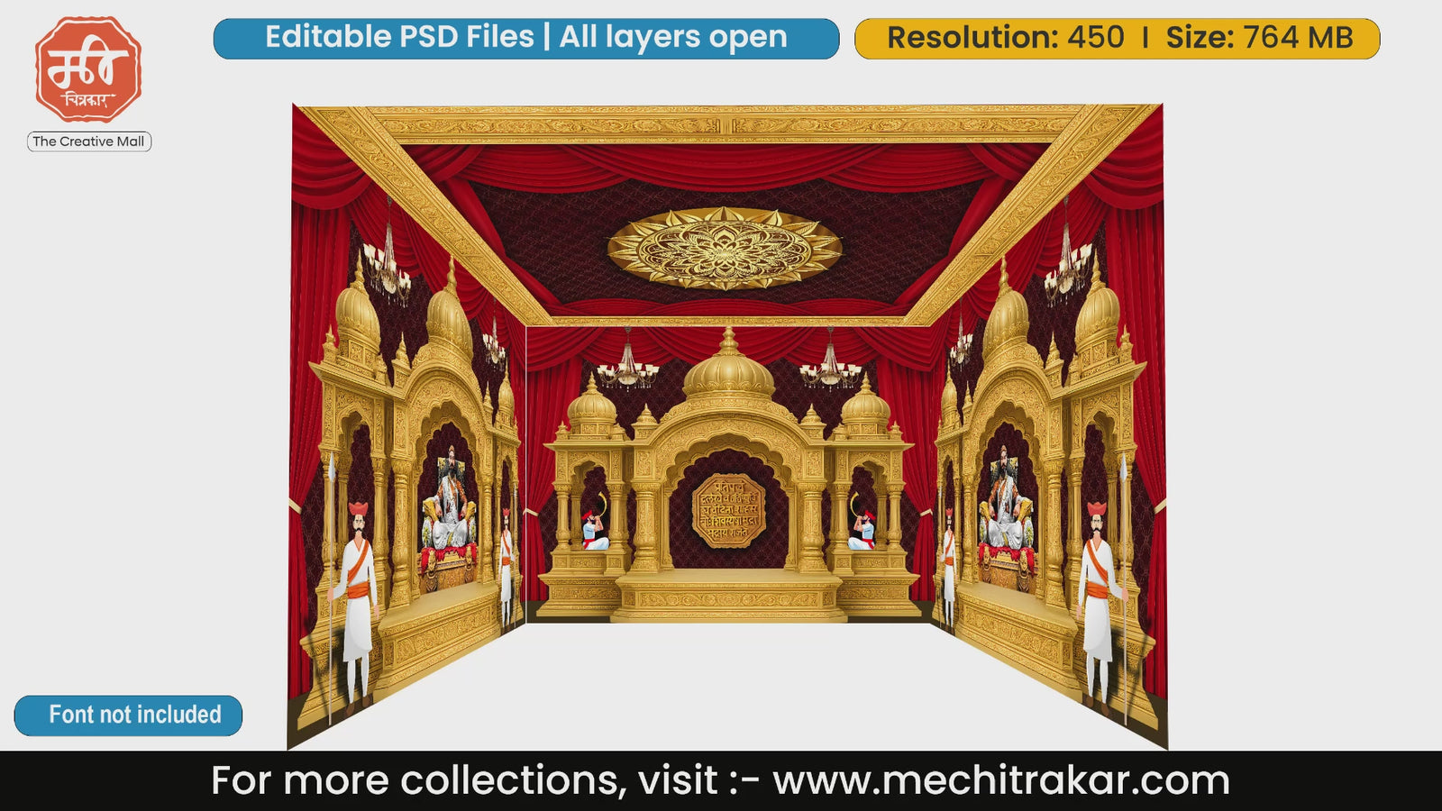 Grand fort layout of Chhatrapati Shivaji Maharaj 4 Side Decoration editable psd template