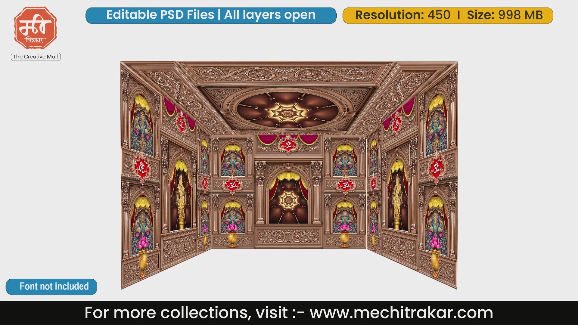 Divine Temple Pandal PSD Template | Ganpati & Navratri Festival | mechitrakar.com