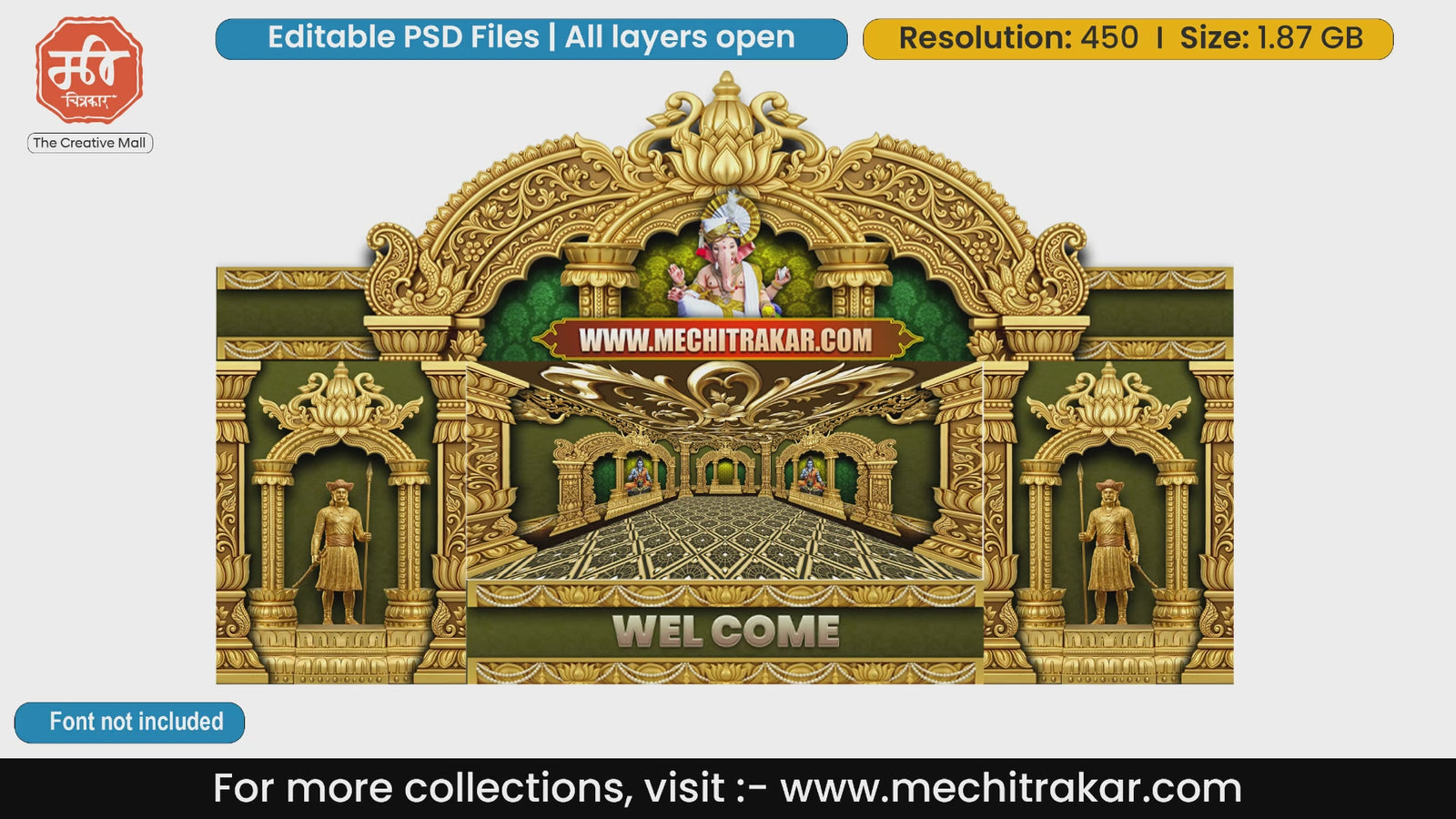 Emerald Lotus Court Lord Ganesha Themed Editable PSD Print Media Template