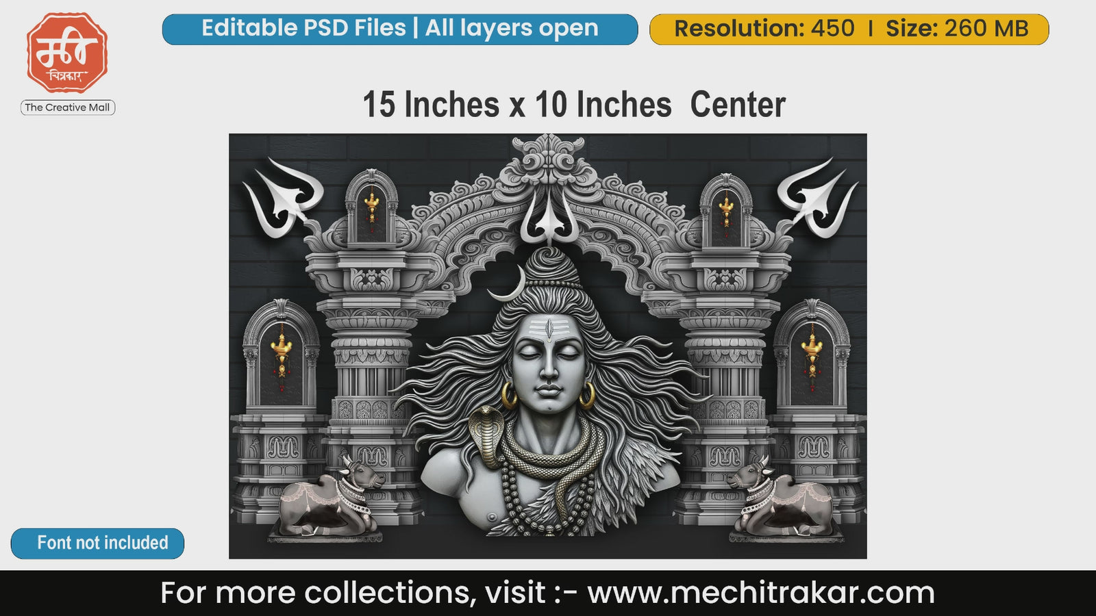 Lord Shiva Mahadev Stone Temple Architecture Editable PSD Template