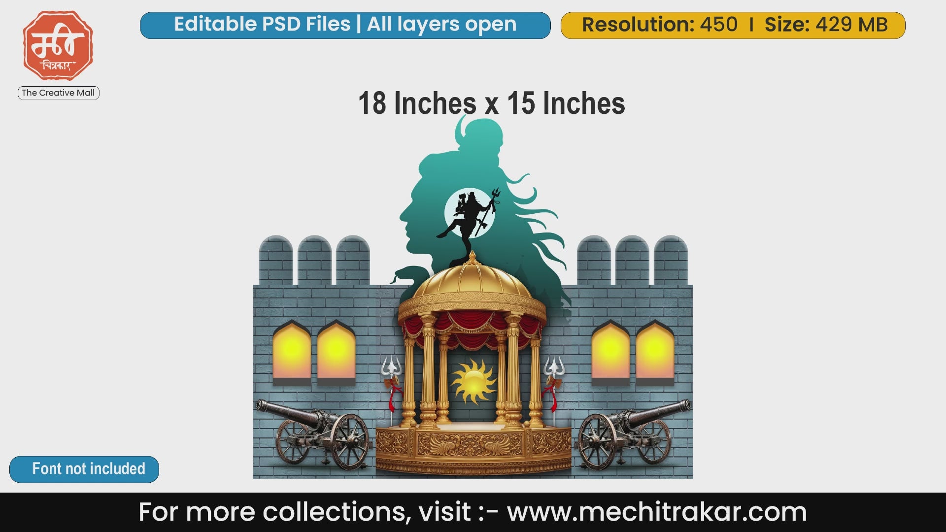 Shiv Tandav Theme Kaman and Backdrop Design - High-Quality Editable PSD Files Celebrating Maratha Heritage - Mechitrakar | SJBBK1224-09