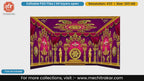Vibrant purple traditional backdrop featuring Krishna statues 4 Side Decoration editable psd template for festive and cultural stage printing.