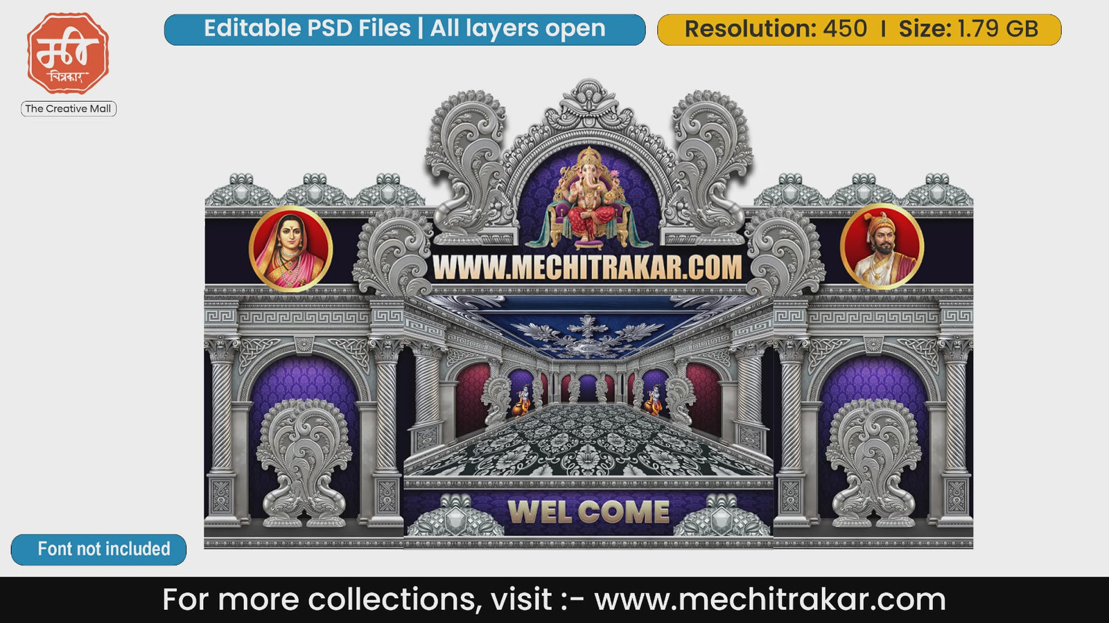 Blue Peshwa Heritage Lord Ganesha Themed Editable PSD Print Media Template
