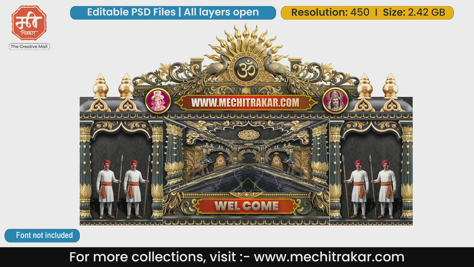 Onyx Om Peacock Durbar Lord Ganesha Themed Editable PSD Print Media Template