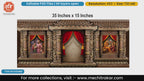 Rich wooden palace editable PSD template backdrop showing Rajmata Jijau teaching young Chhatrapati Shivaji Maharaj.