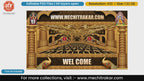 Golden Peacock Shloka Welcome Backdrop PSD Template Set