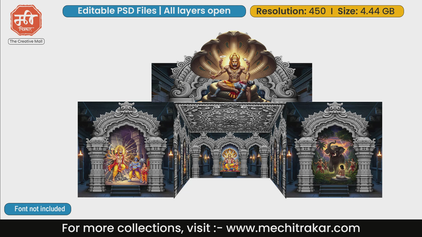 Lord Narsimha And Bhakt Pralhad 5 Side Decoration Premium editable psd template
